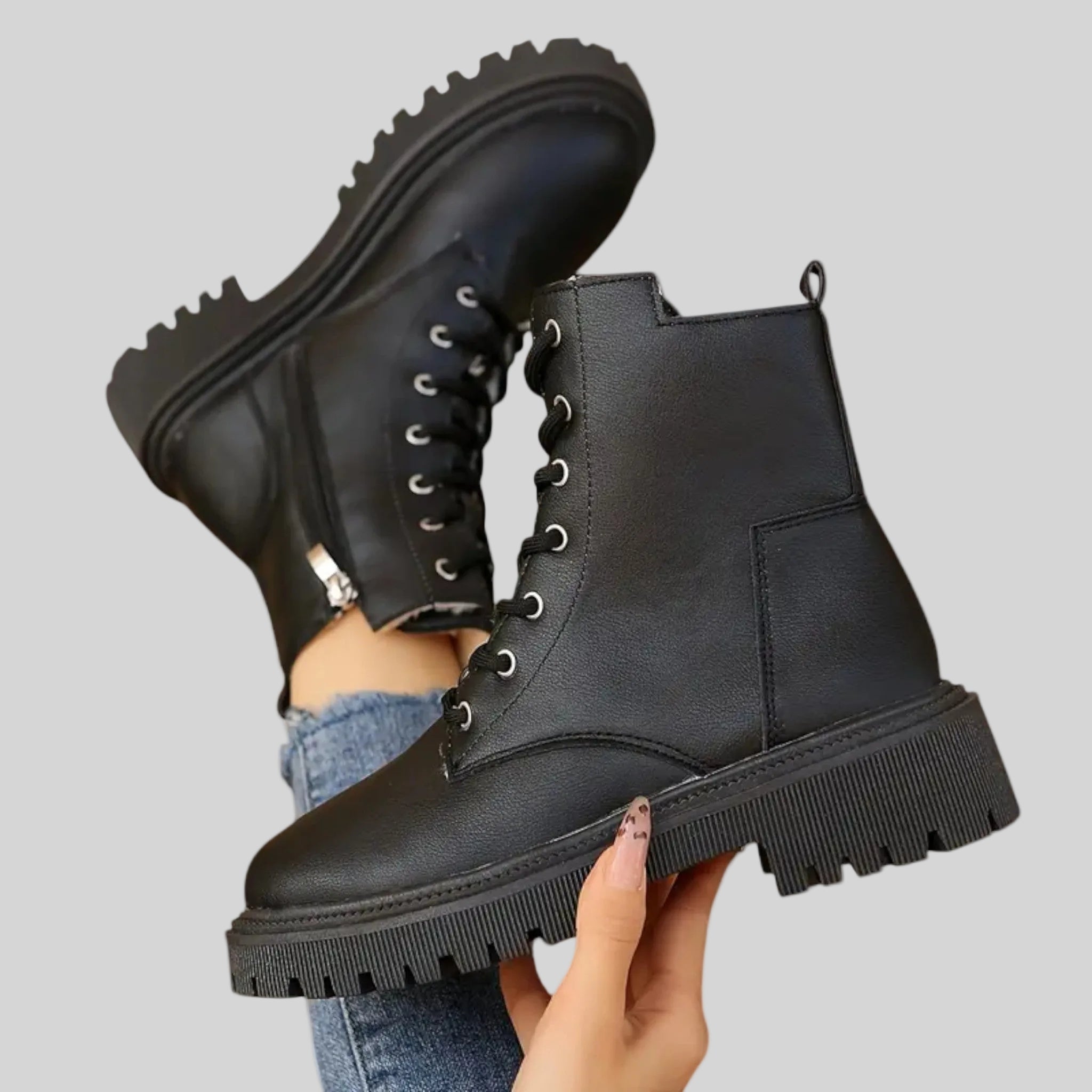 Bottines à lacets doublées polaire pour femme-2