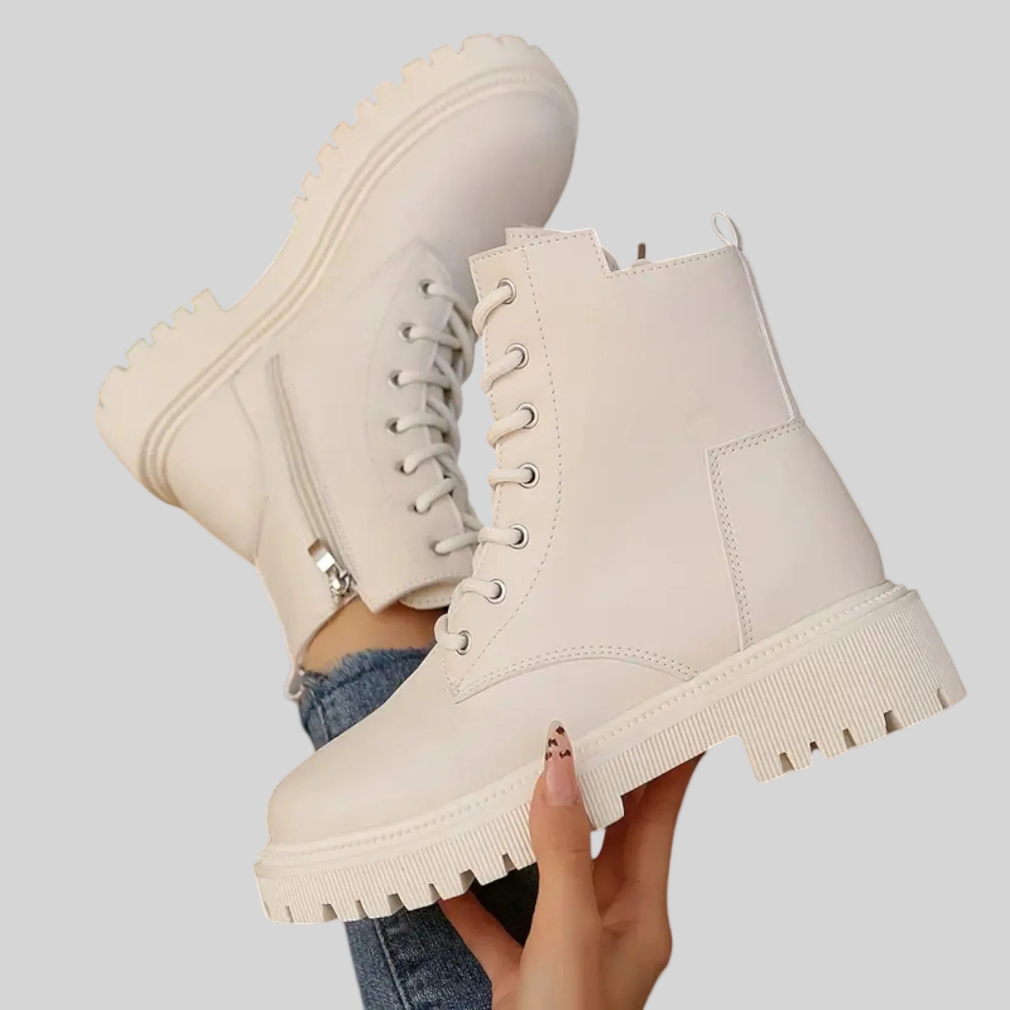 Bottines à lacets doublées polaire pour femme-5