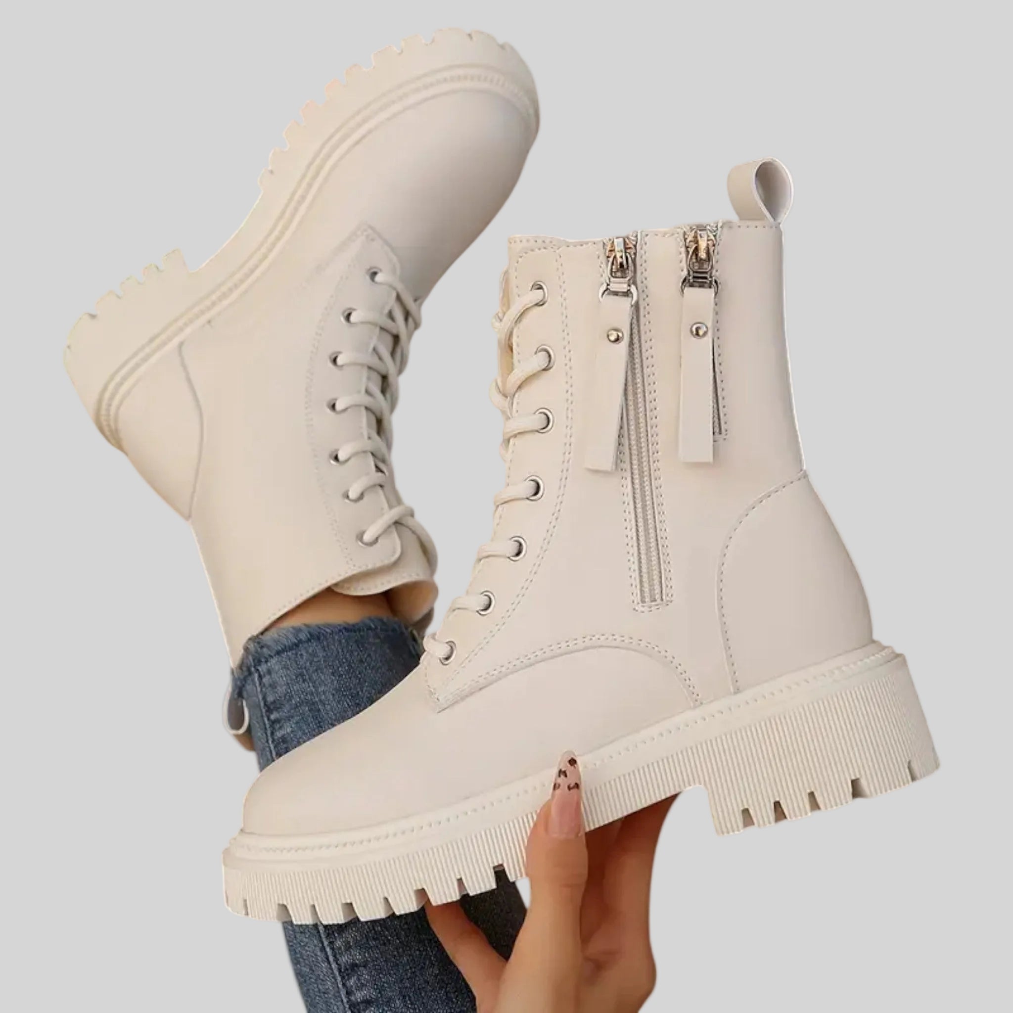 Bottines à plateforme épaisse pour femme-2