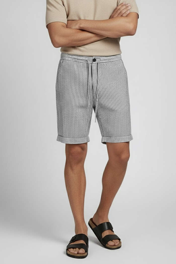 Short en lin rayé pour homme
