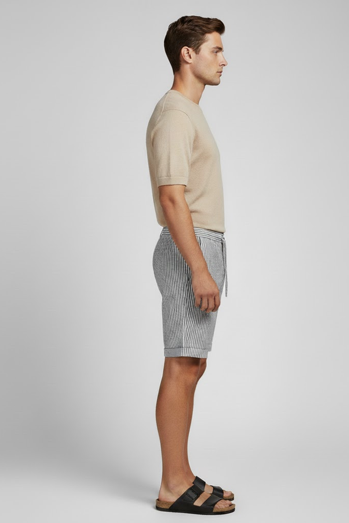 Short en lin rayé pour homme-3