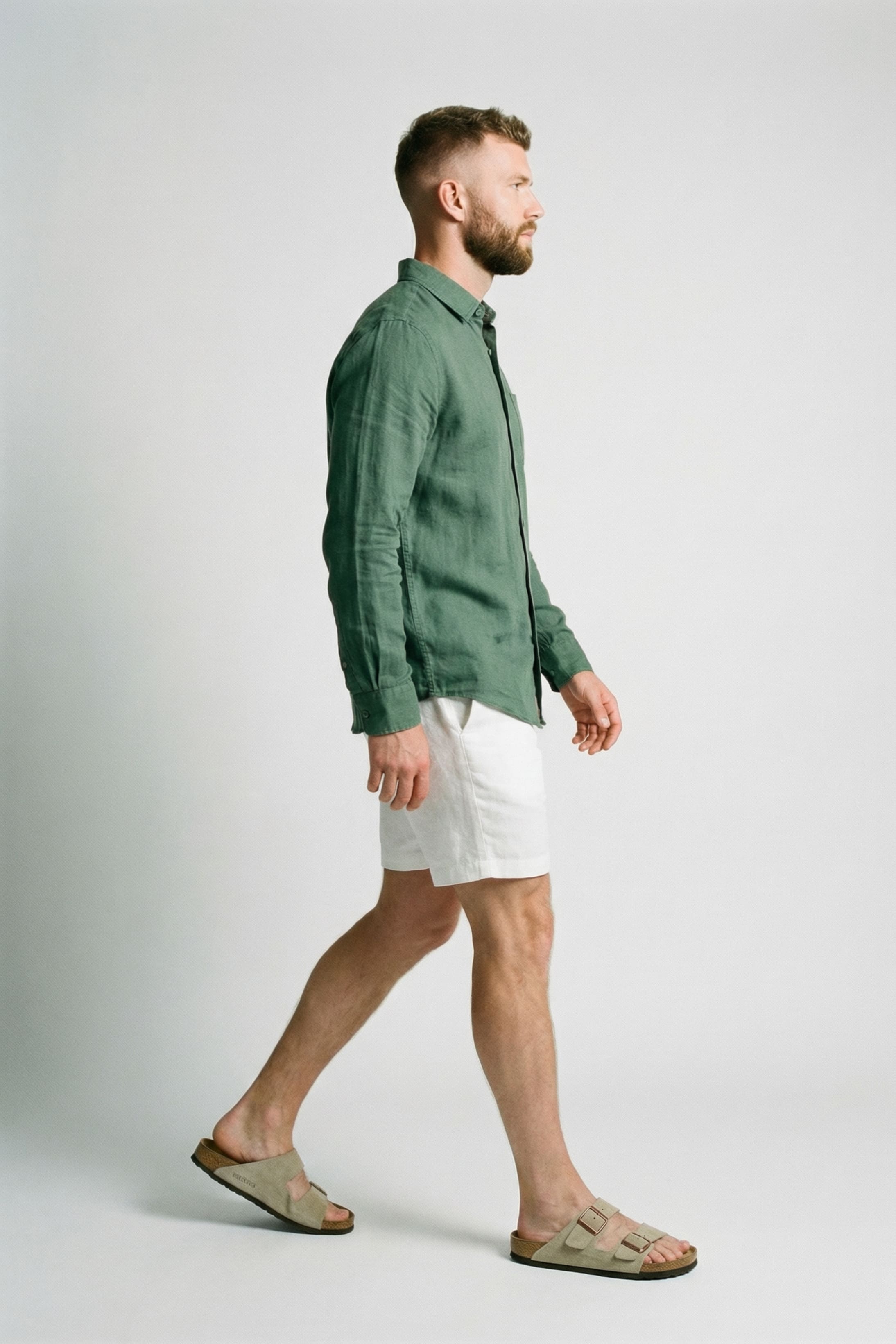 Chemise en lin avec poche pour homme-3