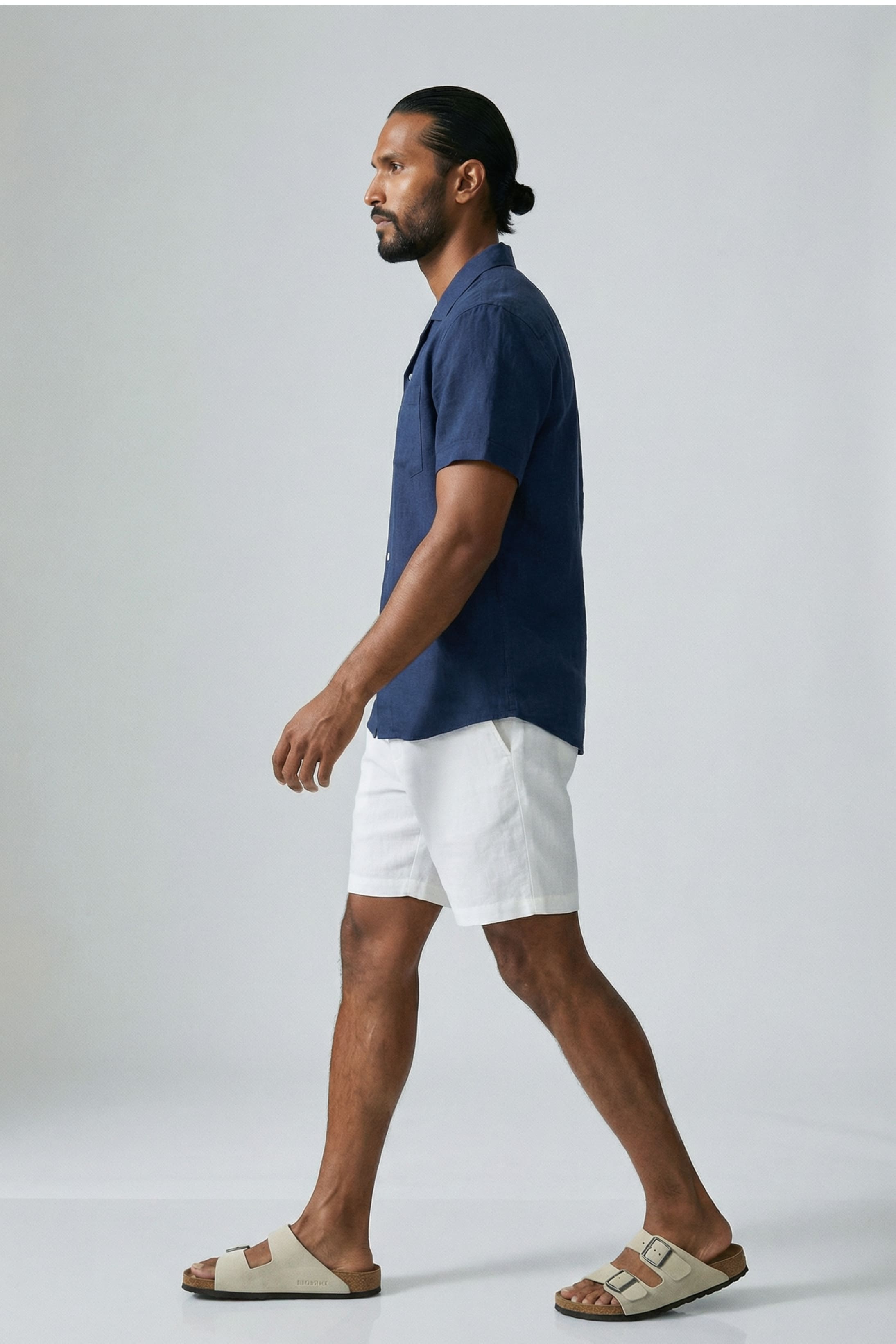 Chemise en lin à col ouvert pour homme-3