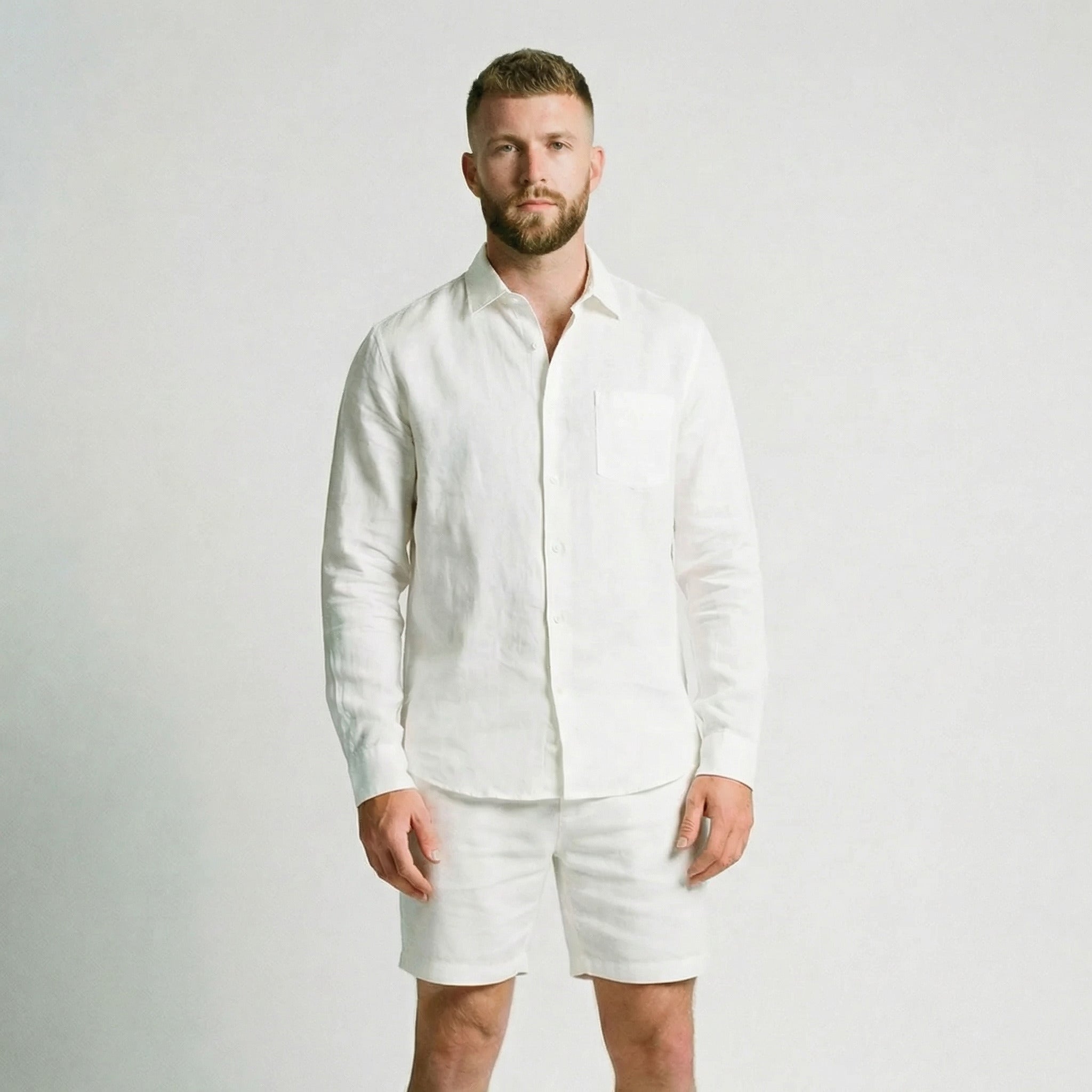 Chemise en lin avec poche pour homme-6