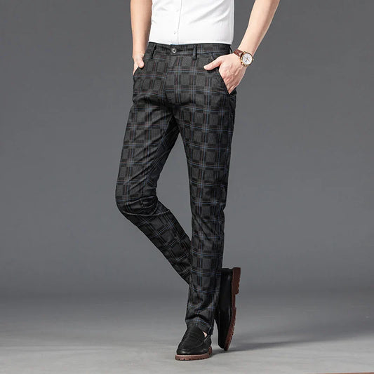 Plaid Stretch Dress Pants