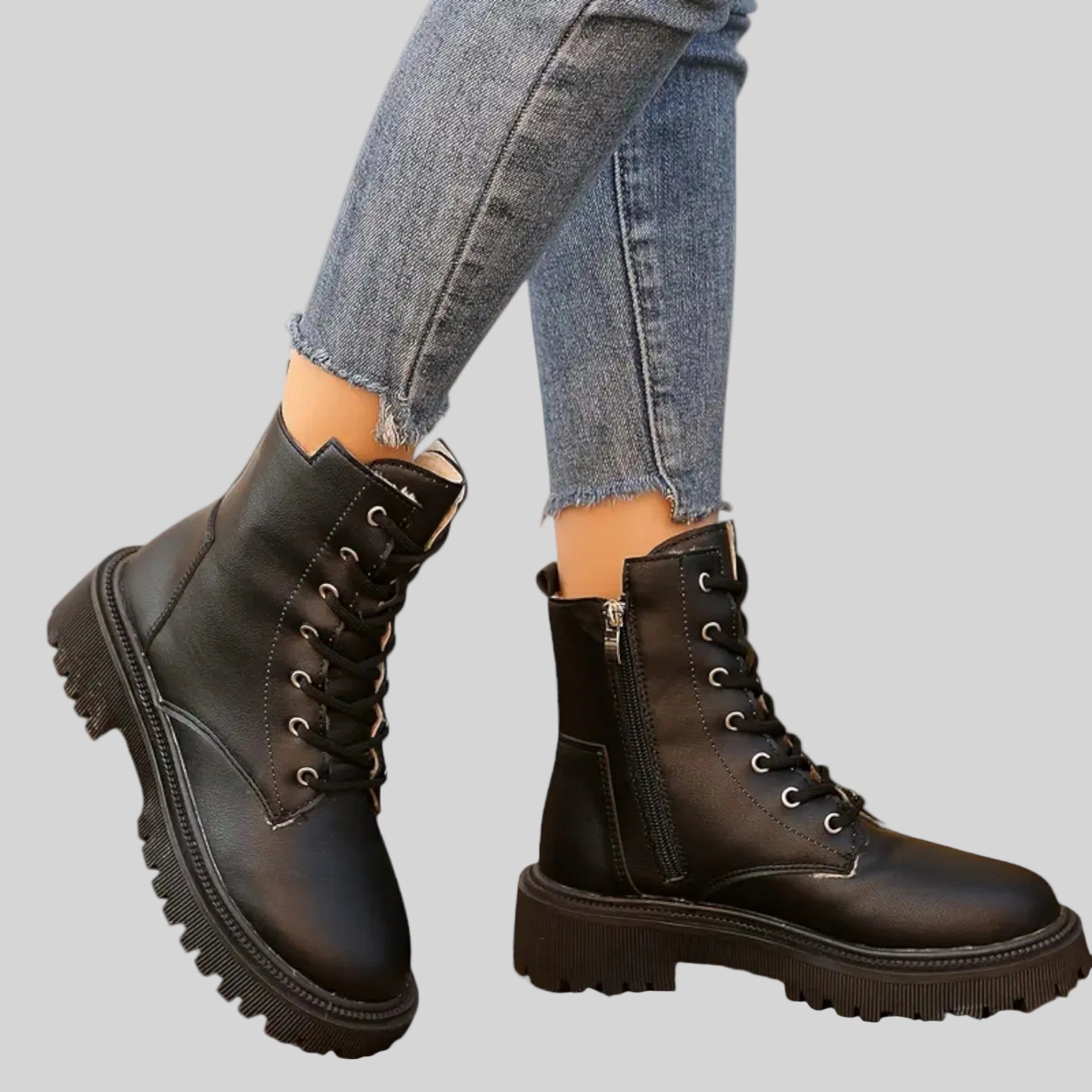 Bottines à lacets doublées polaire pour femme-4