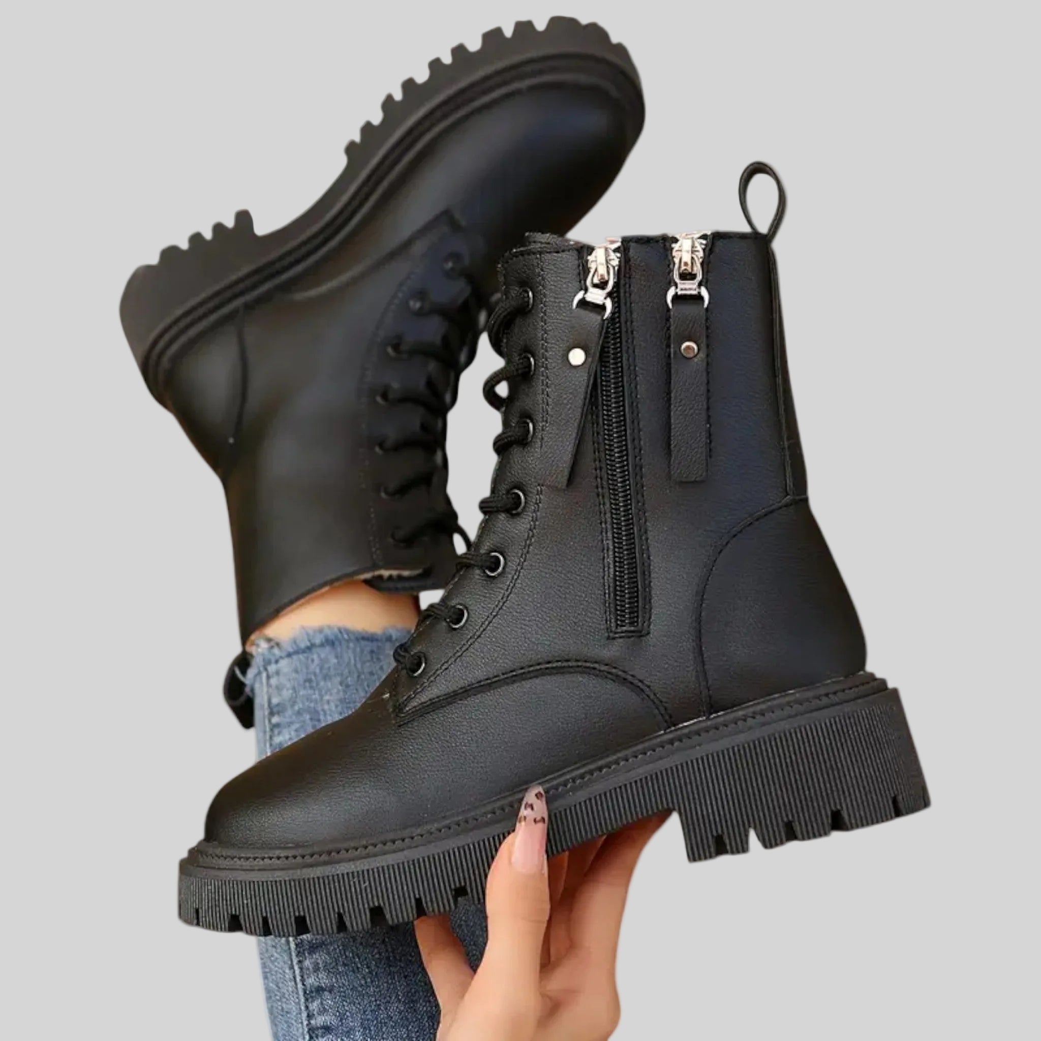 Bottines à plateforme épaisse pour femme-5
